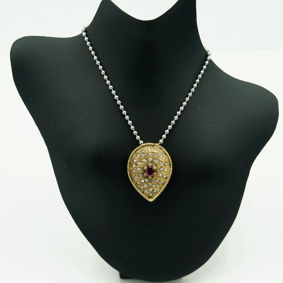 K18ルビーダイヤモンドペンダントトップ　R0.52ct　D0.43ct　重量6.41ｇ(石の重量含む)　レディース（中古）