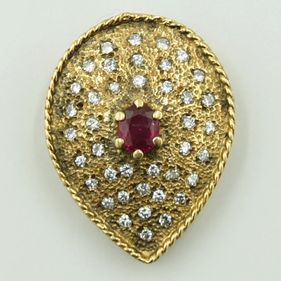 K18ルビーダイヤモンドペンダントトップ　R0.52ct　D0.43ct　重量6.41ｇ(石の重量含む)　レディース（中古）