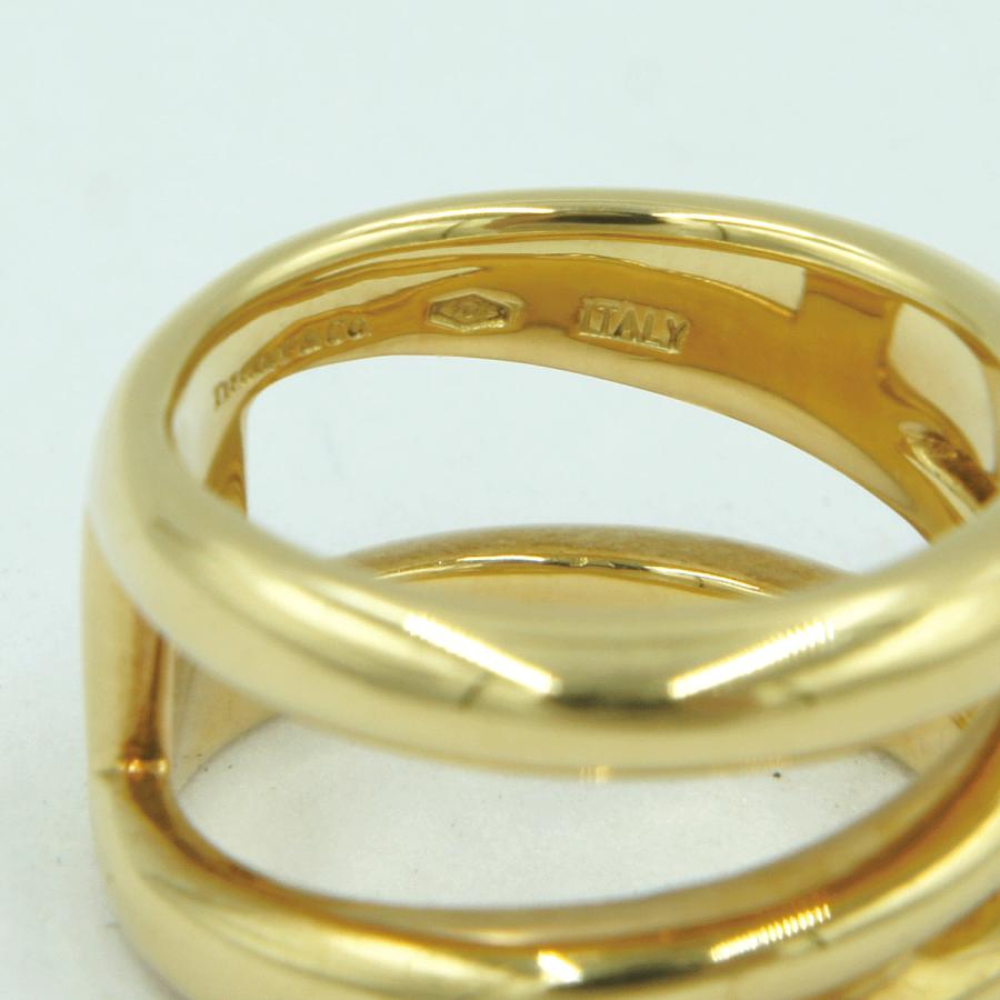 ティファニー(Tiffany & Co.)　ダイアゴナル リング　リングサイズ11号　750(K18)　イエローゴールド　レディース（中古）