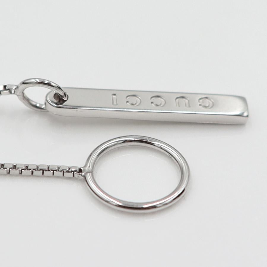 グッチ(GUCCI) 750 ロゴプレートラリアットネックレス　ネック長さ：約50cm　重量5.23ｇ（中古）