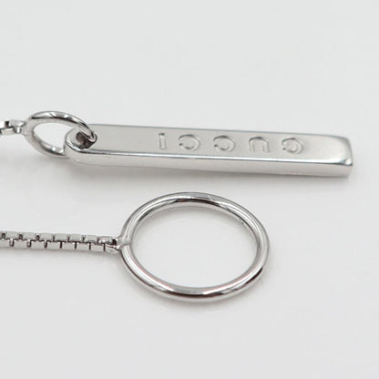 グッチ(GUCCI) 750 ロゴプレートラリアットネックレス　ネック長さ：約50cm　重量5.23ｇ（中古）