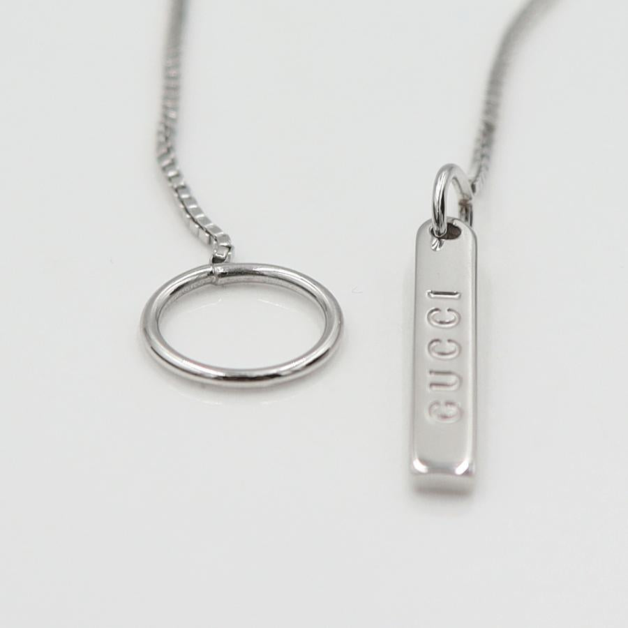 グッチ(GUCCI) 750 ロゴプレートラリアットネックレス　ネック長さ：約50cm　重量5.23ｇ（中古）