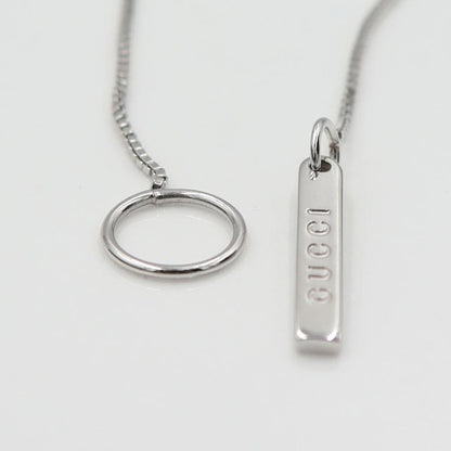 グッチ(GUCCI) 750 ロゴプレートラリアットネックレス　ネック長さ：約50cm　重量5.23ｇ（中古）