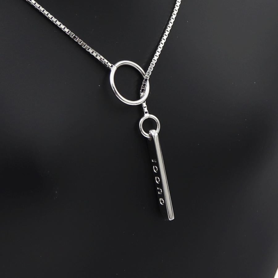 グッチ(GUCCI) 750 ロゴプレートラリアットネックレス　ネック長さ：約50cm　重量5.23ｇ（中古）