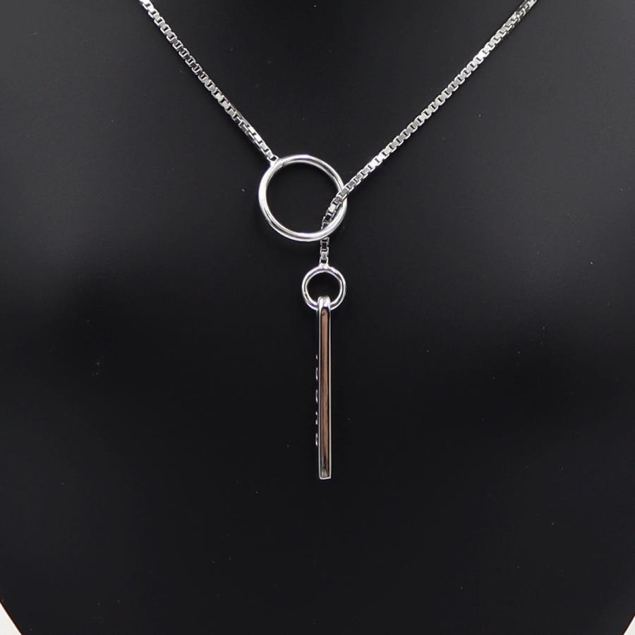 グッチ(GUCCI) 750 ロゴプレートラリアットネックレス　ネック長さ：約50cm　重量5.23ｇ（中古）