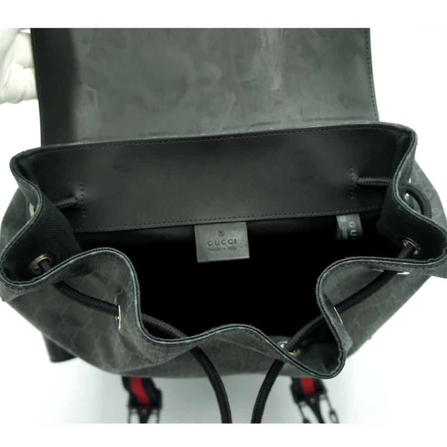 グッチ(GUCCI)　ソフト　GGスプリームキャンパス　バックパック　495563　リュックサック　ブラック　グレー　メンズ　レディース(中古)
