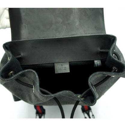 グッチ(GUCCI)　ソフト　GGスプリームキャンパス　バックパック　495563　リュックサック　ブラック　グレー　メンズ　レディース(中古)