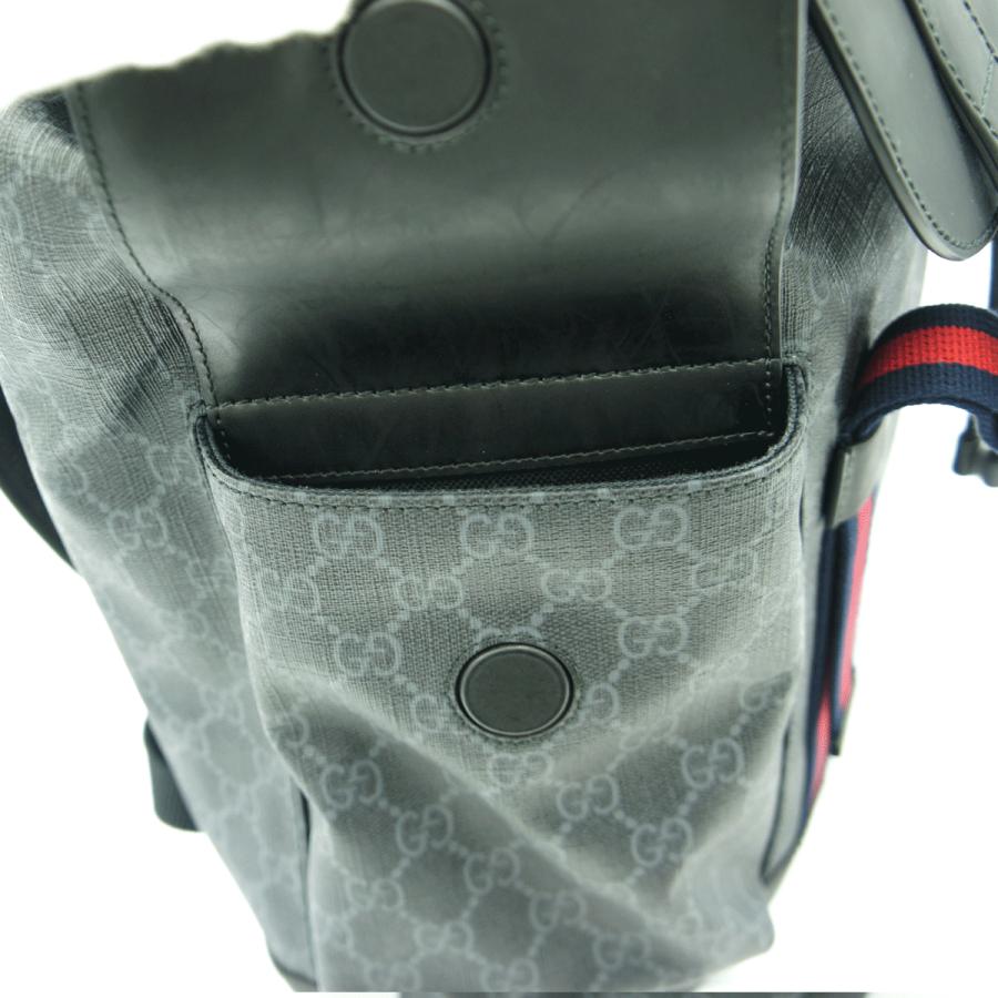 グッチ(GUCCI)　ソフト　GGスプリームキャンパス　バックパック　495563　リュックサック　ブラック　グレー　メンズ　レディース(中古)