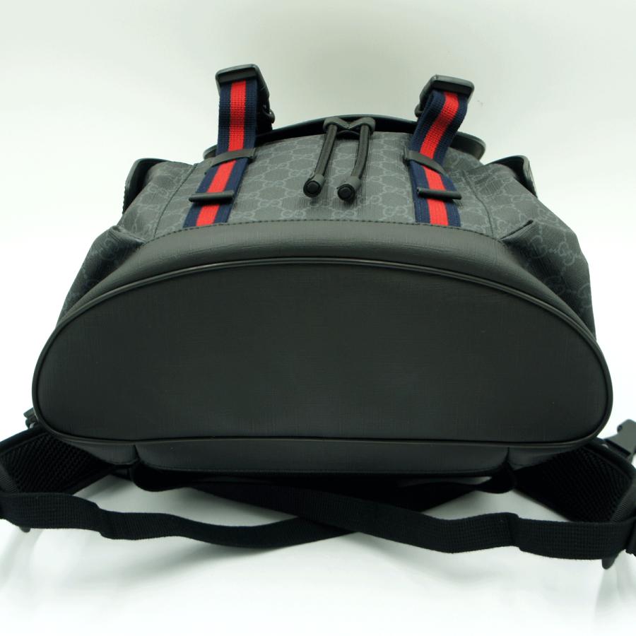 グッチ(GUCCI)　ソフト　GGスプリームキャンパス　バックパック　495563　リュックサック　ブラック　グレー　メンズ　レディース(中古)