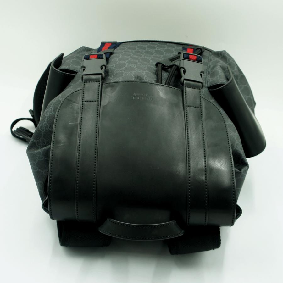 グッチ(GUCCI)　ソフト　GGスプリームキャンパス　バックパック　495563　リュックサック　ブラック　グレー　メンズ　レディース(中古)