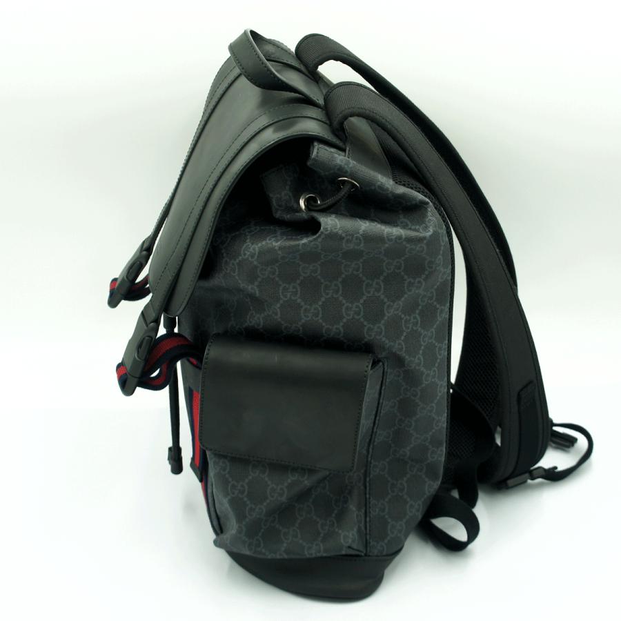 グッチ(GUCCI)　ソフト　GGスプリームキャンパス　バックパック　495563　リュックサック　ブラック　グレー　メンズ　レディース(中古)