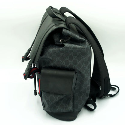 グッチ(GUCCI)　ソフト　GGスプリームキャンパス　バックパック　495563　リュックサック　ブラック　グレー　メンズ　レディース(中古)