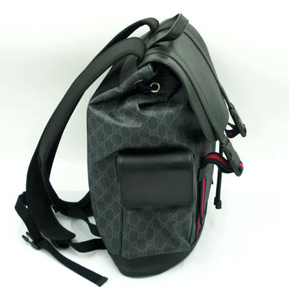 グッチ(GUCCI)　ソフト　GGスプリームキャンパス　バックパック　495563　リュックサック　ブラック　グレー　メンズ　レディース(中古)