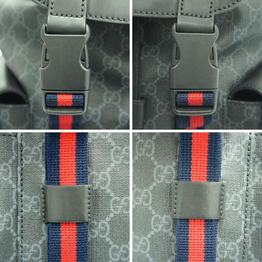 グッチ(GUCCI)　ソフト　GGスプリームキャンパス　バックパック　495563　リュックサック　ブラック　グレー　メンズ　レディース(中古)