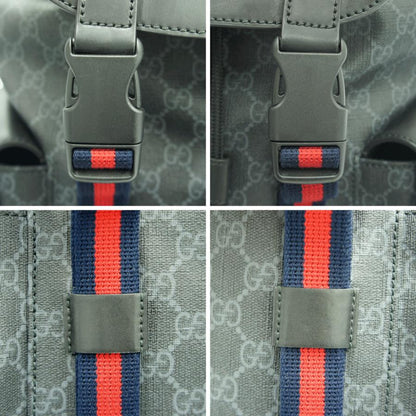グッチ(GUCCI)　ソフト　GGスプリームキャンパス　バックパック　495563　リュックサック　ブラック　グレー　メンズ　レディース(中古)