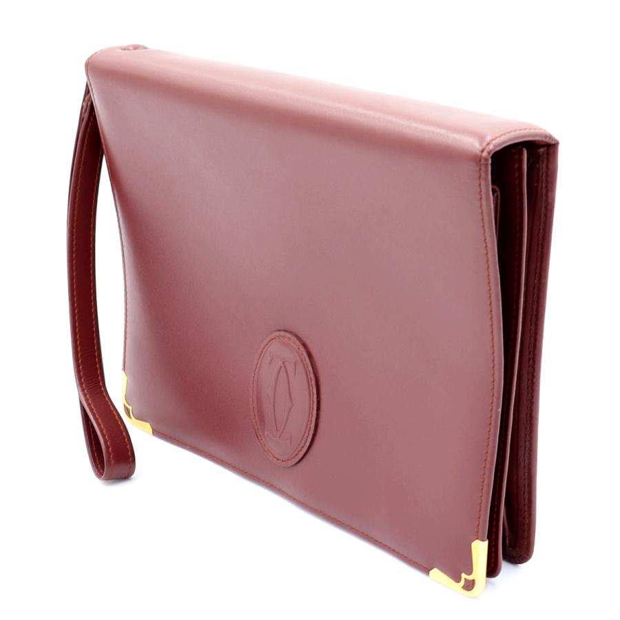 カルティエ(CARTIER) マストライン　セカンドバッグ　セカンドバッグ　クラッチバッグ　レッド　メンズ　レディース(中古)