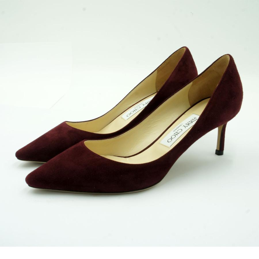 ジミーチュウ（JIMMY CHOO）ROMY60　スエード・ポインテッドトゥパンプス　ボルドー　38/25cm　レディース（中古）