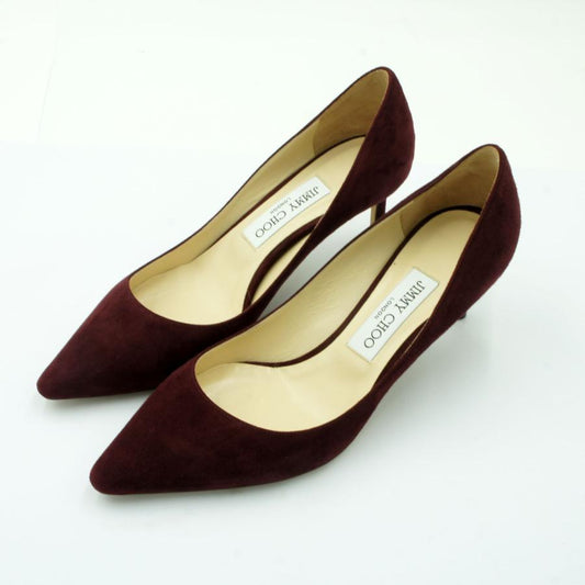 ジミーチュウ（JIMMY CHOO）ROMY60　スエード・ポインテッドトゥパンプス　ボルドー　38/25cm　レディース（中古）