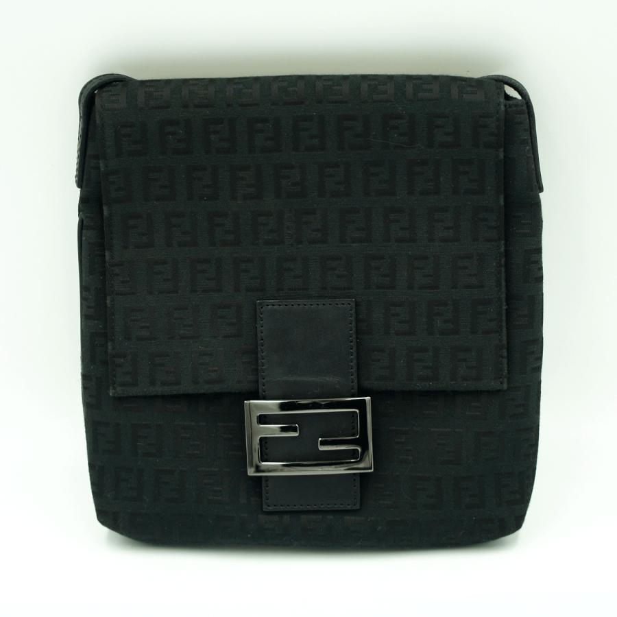 フェンディ（FENDI）ズッキーノ　カムセポシェット　ショルダーバッグ　8BT075　ポシェット　斜め掛け　ブラック　レディース（中古）