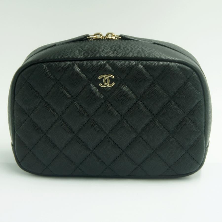シャネル（CHANEL）トラベルコスメポーチ　A80910　2023年秋冬新作　レディース　ポーチ　ブラック　レディース　（中古・美品）