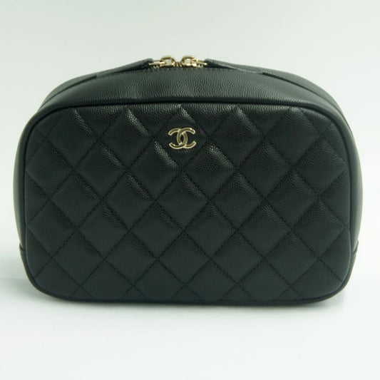 シャネル（CHANEL）トラベルコスメポーチ　A80910　2023年秋冬新作　レディース　ポーチ　ブラック　レディース　（中古・美品）