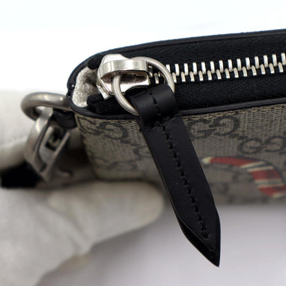 グッチ(GUCCI)GGスプリーム　キングスネークプリント　リストポーチ　597556　サイズ：W19cm×H11cm　ヘビ　小物　ポーチ　レディース(中古・未使用)