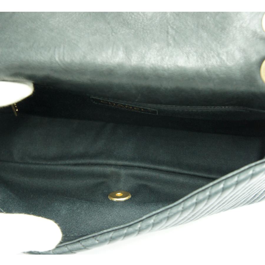 シャネル（CHANEL）シェブロン　Vステッチ　ダブルチエーンバッグ　A92088　ハンドバッグ　ショルダーバッグ　ブラック　レディース（中古）