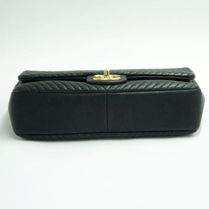 シャネル（CHANEL）シェブロン　Vステッチ　ダブルチエーンバッグ　A92088　ハンドバッグ　ショルダーバッグ　ブラック　レディース（中古）