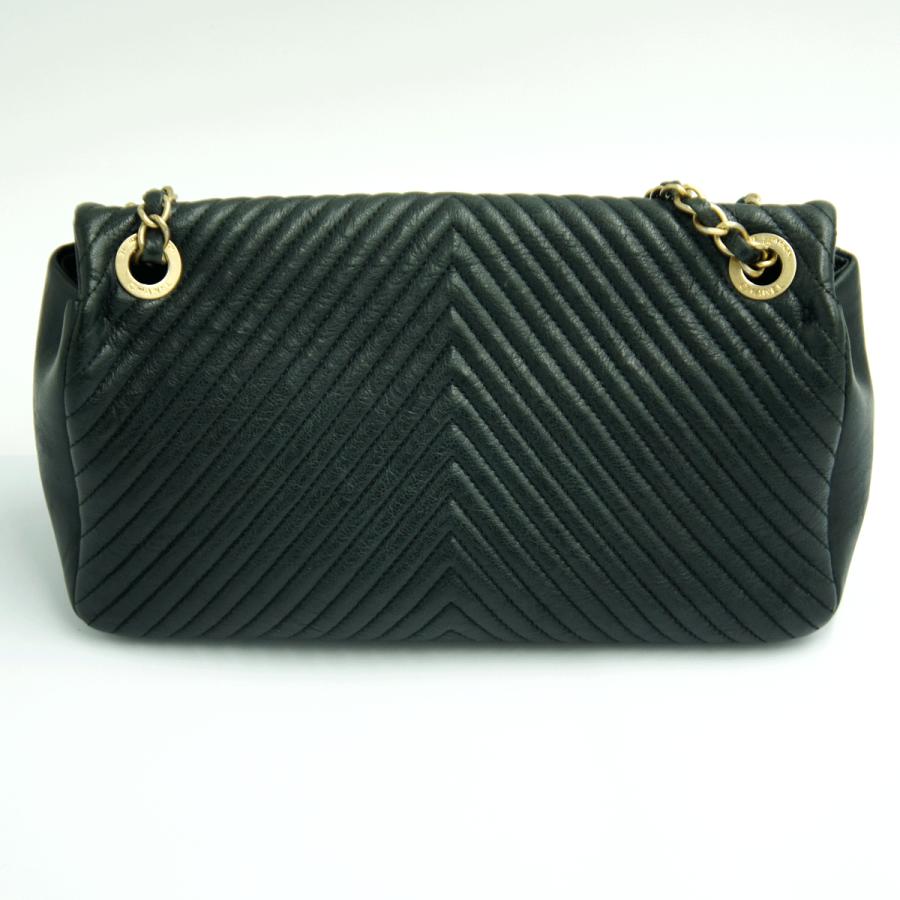シャネル（CHANEL）シェブロン　Vステッチ　ダブルチエーンバッグ　A92088　ハンドバッグ　ショルダーバッグ　ブラック　レディース（中古）