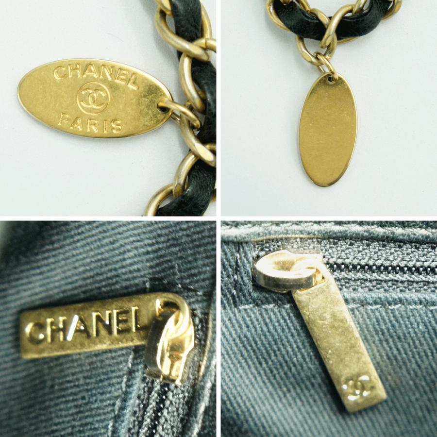 シャネル（CHANEL）シェブロン　Vステッチ　ダブルチエーンバッグ　A92088　ハンドバッグ　ショルダーバッグ　ブラック　レディース（中古）