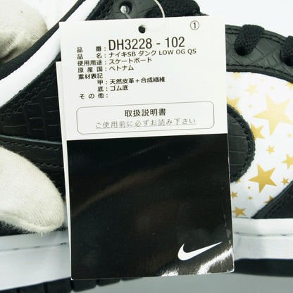 NIKE SB × Supreme　ナイキSB ダンク LOW OG QS　サイズ27cm　GOLD STARS　コラボ商品　スニーカー　靴　星　ホワイト/ブラック　メンズ（中古・未使用）