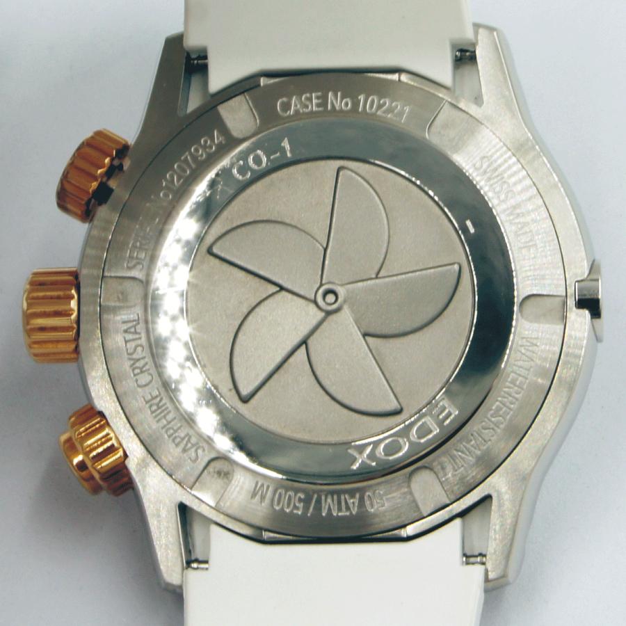エドックス（EDOX）クロノオフショア1 クロノグラフ　10221-37RB3-BIR3　メンズ　レディース（中古）