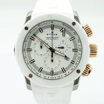 エドックス（EDOX）クロノオフショア1 クロノグラフ　10221-37RB3-BIR3　メンズ　レディース（中古）
