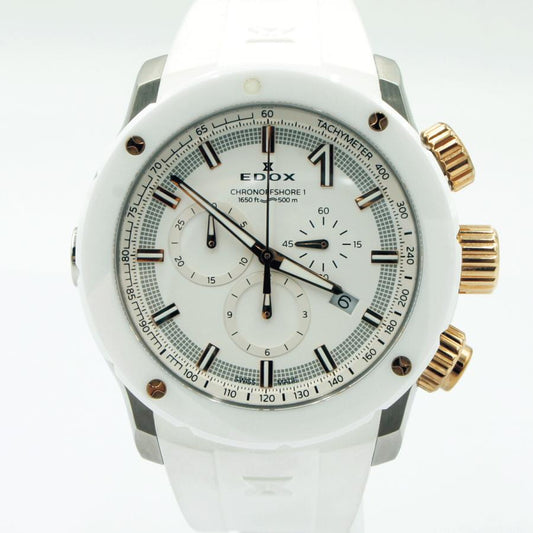 エドックス（EDOX）クロノオフショア1 クロノグラフ　10221-37RB3-BIR3　メンズ　レディース（中古）