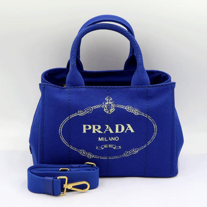 プラダ（PRADA）カナパ　2WAYバッグ　1BG439　ハンドバッグ　ショルダーバッグ　トートバッグ　ブルー　レディース（中古品）
