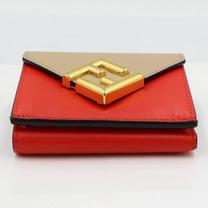 フェンディ（FENDI）FFダイヤモンド三つ折り財布　8M0480-ALWA-F1L2E　レッド/ベージュ　レディース（中古）