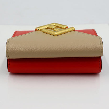 フェンディ（FENDI）FFダイヤモンド三つ折り財布　8M0480-ALWA-F1L2E　レッド/ベージュ　レディース（中古）