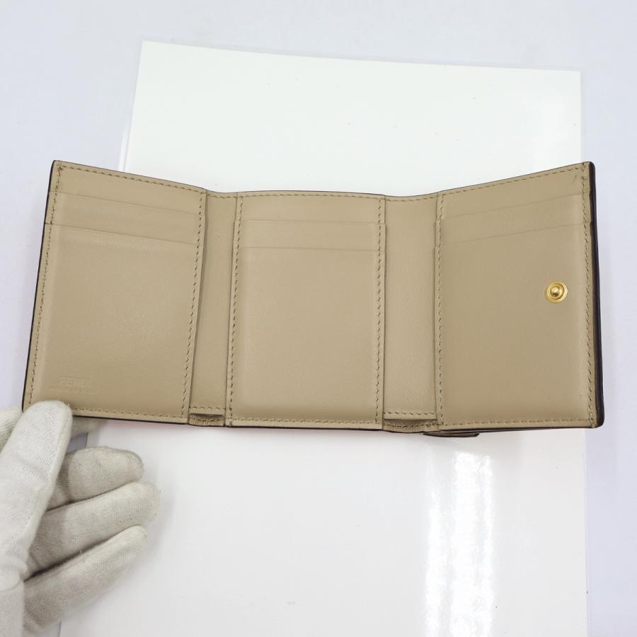 フェンディ（FENDI）FFダイヤモンド三つ折り財布　8M0480-ALWA-F1L2E　レッド/ベージュ　レディース（中古）