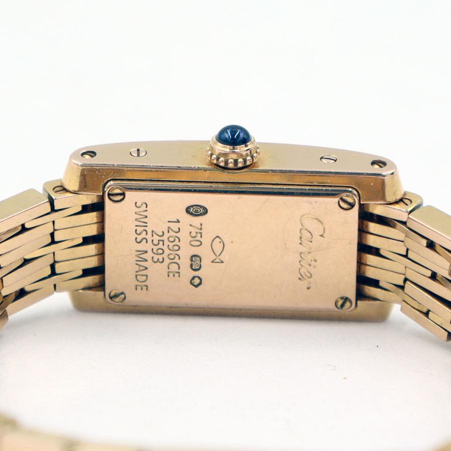 カルティエ(Cartier）タンクアロンジェ ラニエールウォッチSM　クオーツ　W15373X5　750PG 3ロウ　レディース （中古）