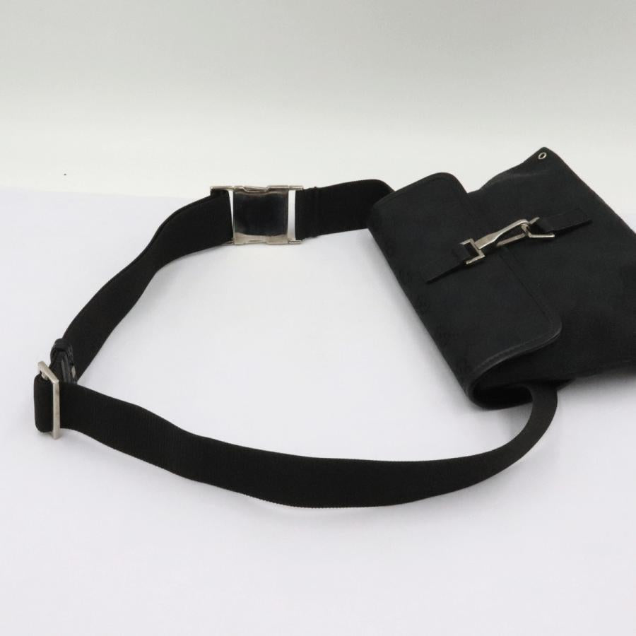 グッチ(GUCCI)GGキャンバス　ボディバッグ　92543　ブラック　黒　ウエストバッグ　コンパクトサイズ　レディース(中古)