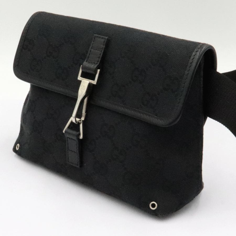 グッチ(GUCCI)GGキャンバス　ボディバッグ　92543　ブラック　黒　ウエストバッグ　コンパクトサイズ　レディース(中古)