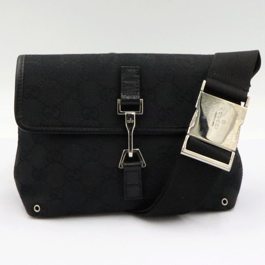 グッチ(GUCCI)GGキャンバス　ボディバッグ　92543　ブラック　黒　ウエストバッグ　コンパクトサイズ　レディース(中古)