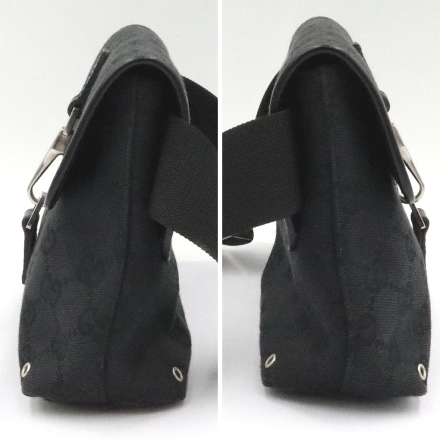 グッチ(GUCCI)GGキャンバス　ボディバッグ　92543　ブラック　黒　ウエストバッグ　コンパクトサイズ　レディース(中古)