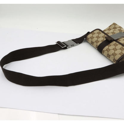 グッチ(GUCCI)GGキャンバス　ウェストポーチ　131236　ボディバッグ　コンパクトサイズ　レディース(中古)