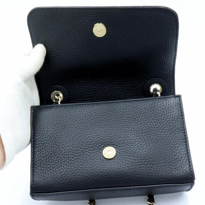 トリーバーチ(TORY BURCH)レザーチェーン　ミニショルダーバッグ　斜め掛け　ブラック　レディース　(中古)