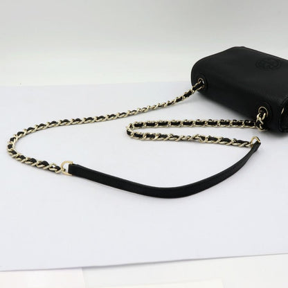 トリーバーチ(TORY BURCH)レザーチェーン　ミニショルダーバッグ　斜め掛け　ブラック　レディース　(中古)