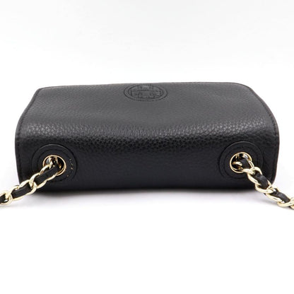 トリーバーチ(TORY BURCH)レザーチェーン　ミニショルダーバッグ　斜め掛け　ブラック　レディース　(中古)