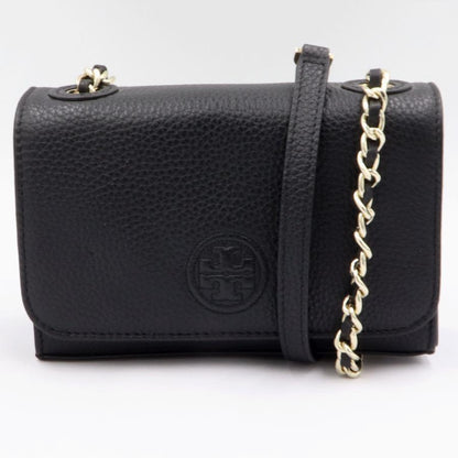 トリーバーチ(TORY BURCH)レザーチェーン　ミニショルダーバッグ　斜め掛け　ブラック　レディース　(中古)