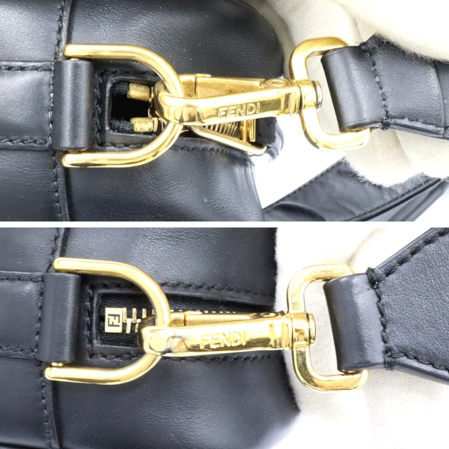 フェンディ（FENDI）キャム　 ショルダーバッグ　8BT287　レザー　ブラック　金具ゴールドカラー　レディース　（中古）