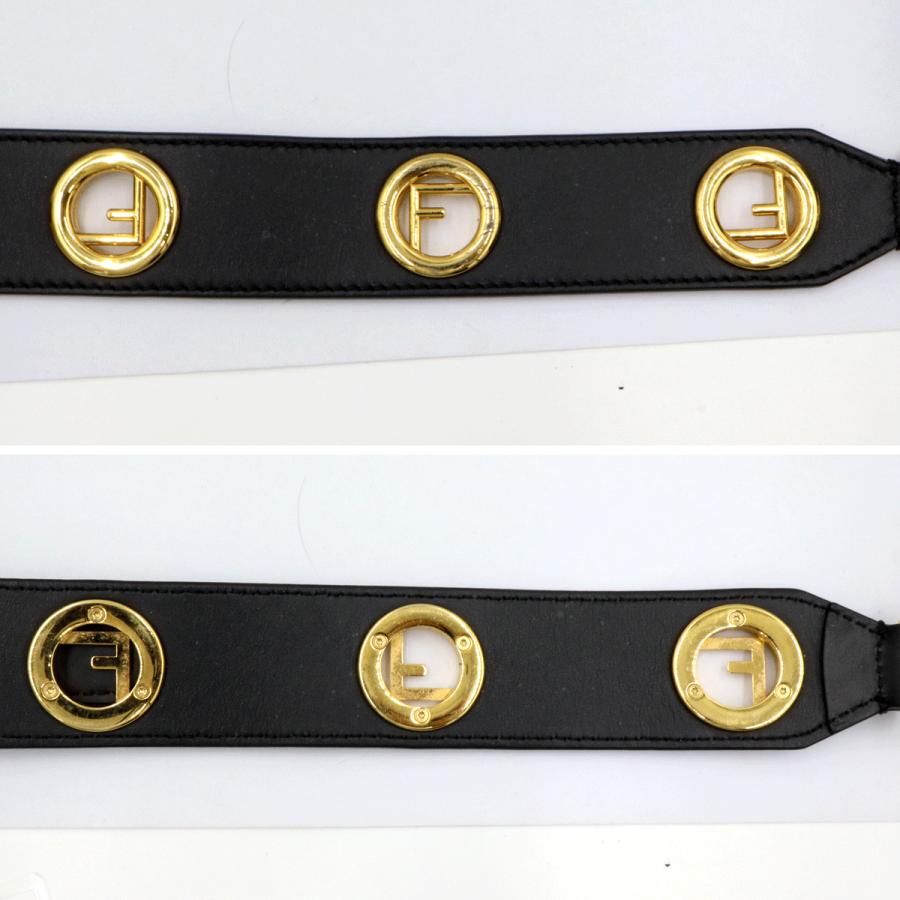 フェンディ（FENDI）キャム　 ショルダーバッグ　8BT287　レザー　ブラック　金具ゴールドカラー　レディース　（中古）